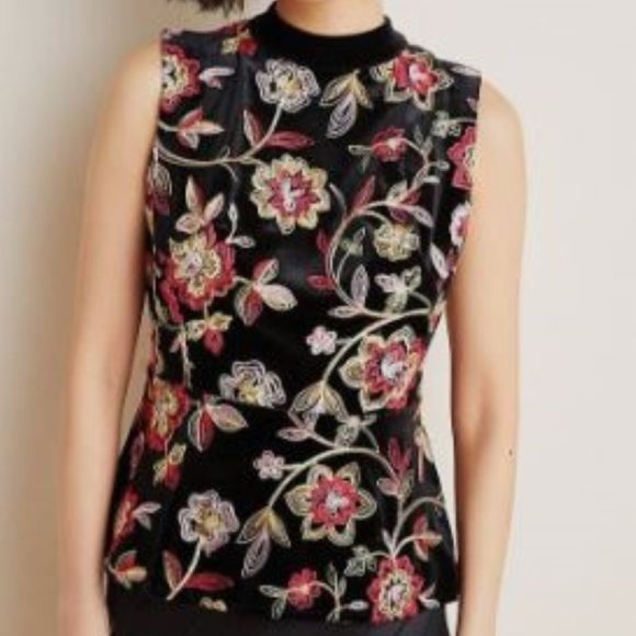 Anthropologie Eva Franco Black Velvet Sutton Top Size M - Picture 2 of 14